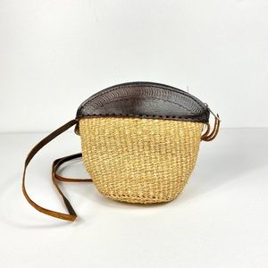 Vintage Mini Raffia Straw Woven Crossbody Zipper Closure Pouch